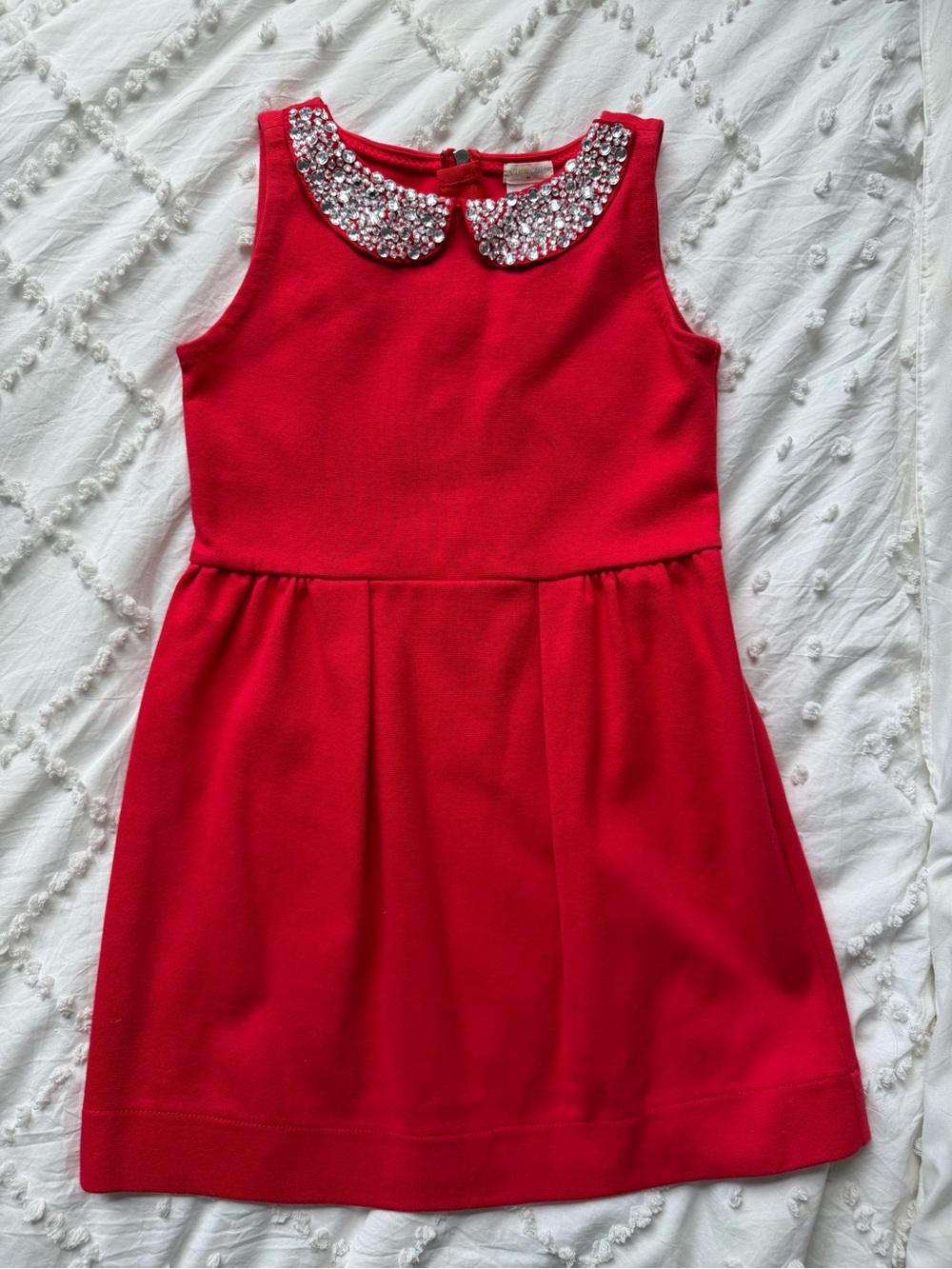 Crewcuts Red Dress with Jeweled Peter Pan Collar